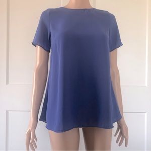Limited Periwinkle Short Sleeves Flowy Back Bow Top XS